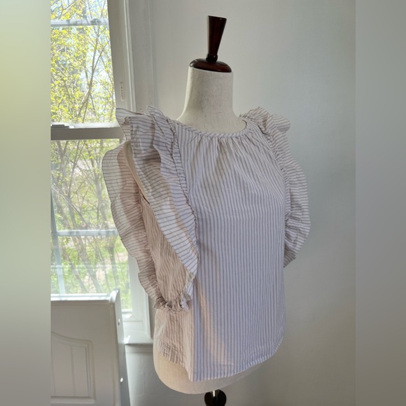 NWT Bellerose Agathe Striped Flounce Flutter Sleeve 100% Cotton Top - Picture 3 of 16